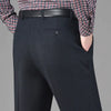 Men Fleece Lined Wool Dress Pants High Waist Winter Business Slacks