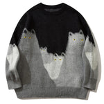 Funny Knitted Cat Embroidery Sweater Fashion Winter