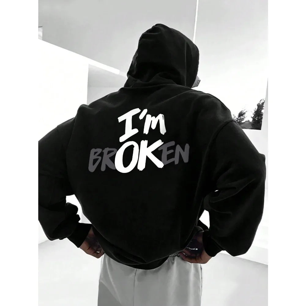 Men IM OK Deadpool Hoodie Y2K Hip Hop