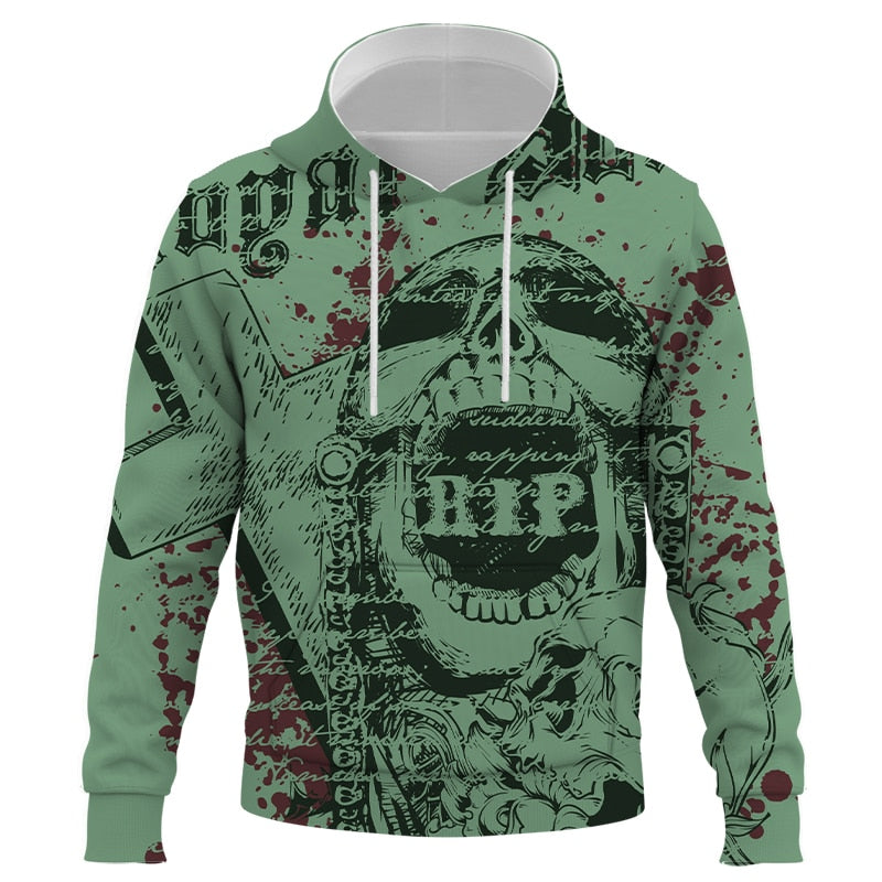 Abstract Skull 3D Printed Hoodies  Streetwear Autumn Hooded Sweatshirt for Men Casual Style