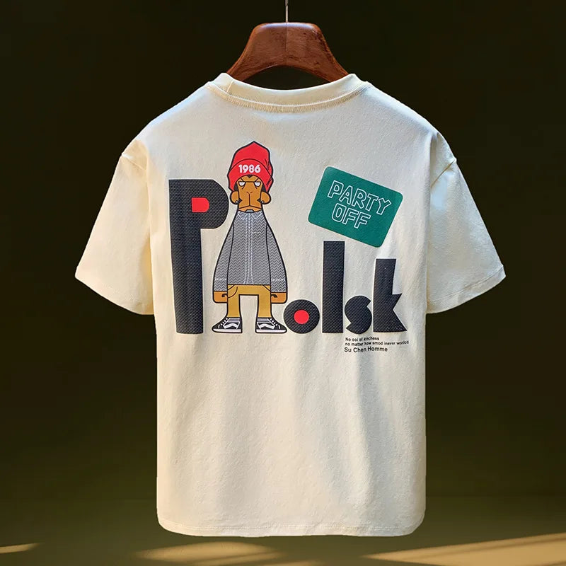 Elastic Men’s Short Sleeve T-Shirt Creative Print Summer Top