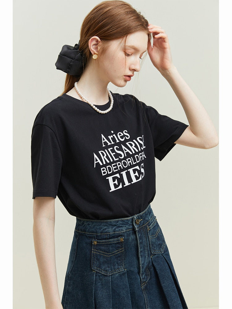 T-Shirt Short Sleeve Women's Letter Print