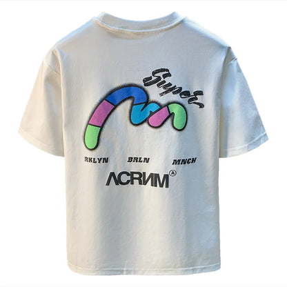 Men’s 2025 Embroidered Printed T-Shirt Summer Loose Fit Plus Size Top