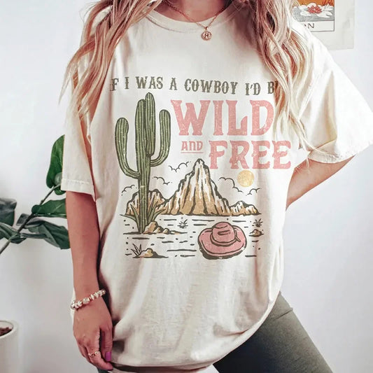Desert Cactus Cowgirl Graphic Women’s Vintage Western T-Shirt