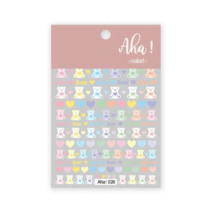 Cute Cartoon Nail Art Stickers Featuring Bears Rabbits Flowers & Pandas