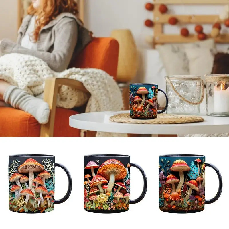 Toadstool Mushrooms Mug 3D Effect Imprint Coffee Mug