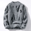 Mens Y2K Patchwork Knit Sweater Slim Fit Streetwear Pullover