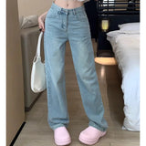 Von Designern inspirierte koreanische Jeans mit weitem Bein