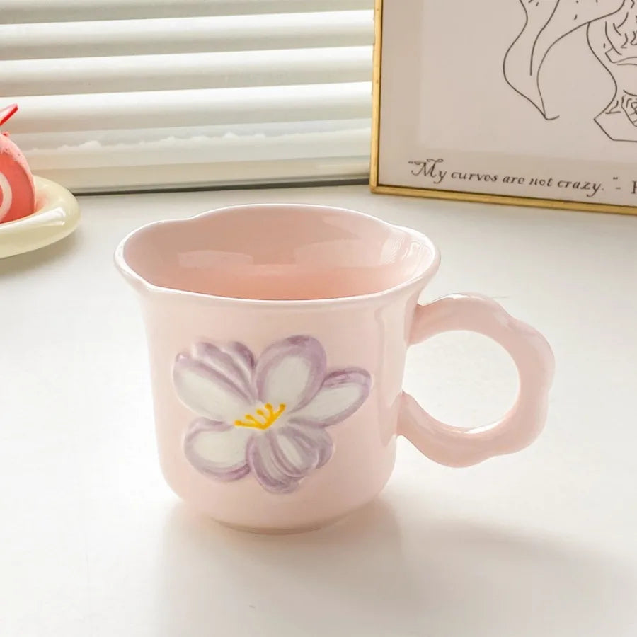 flower shaped mug, cute ceramic cup
