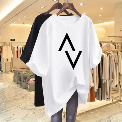 Elegant Summer Tshirt Women Loose Fit Cotton Casual Top