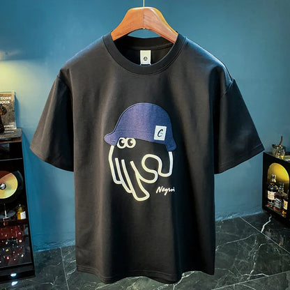 High-End Men’s Summer Embroidered T-shirt Trendy Loose Breathable Top