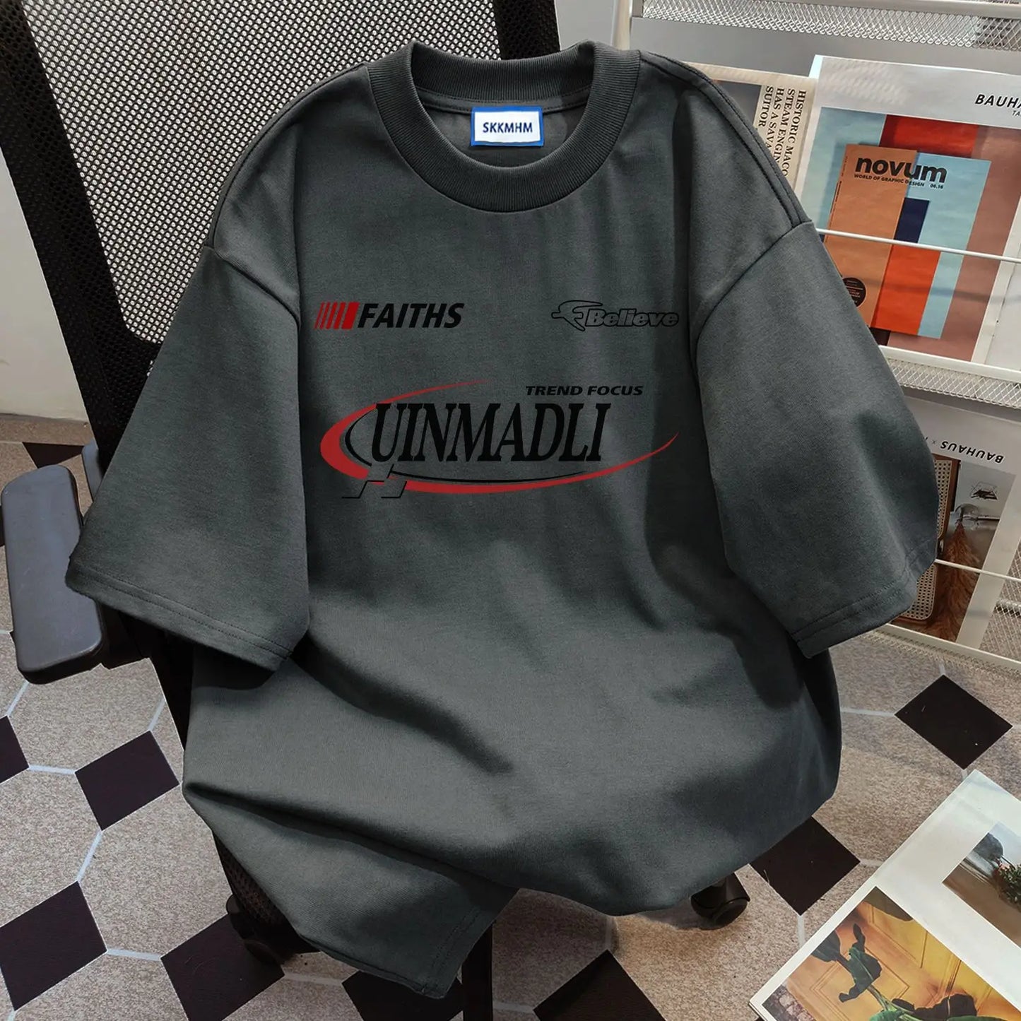 Men's American Hip-Hop Retro Letter Print Loose Casual T-Shirt