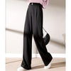 Womens Wool Pants High Waist Straight Leg Thickened Winter Trousers