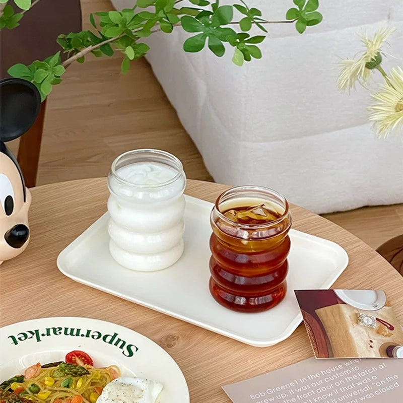 350ML Glas Tasse Wärme-beständig Raupe Form Trinkgläser Kaffee 