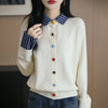 Womens Mock Layered Cardigan Collared Knit Sweater Fall Jacket
