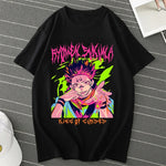 Hot Anime Jujutsu Kaisen Ryomen Sukuna Tshirt Sleeve Round Neck Harajuku Fashion Y2k