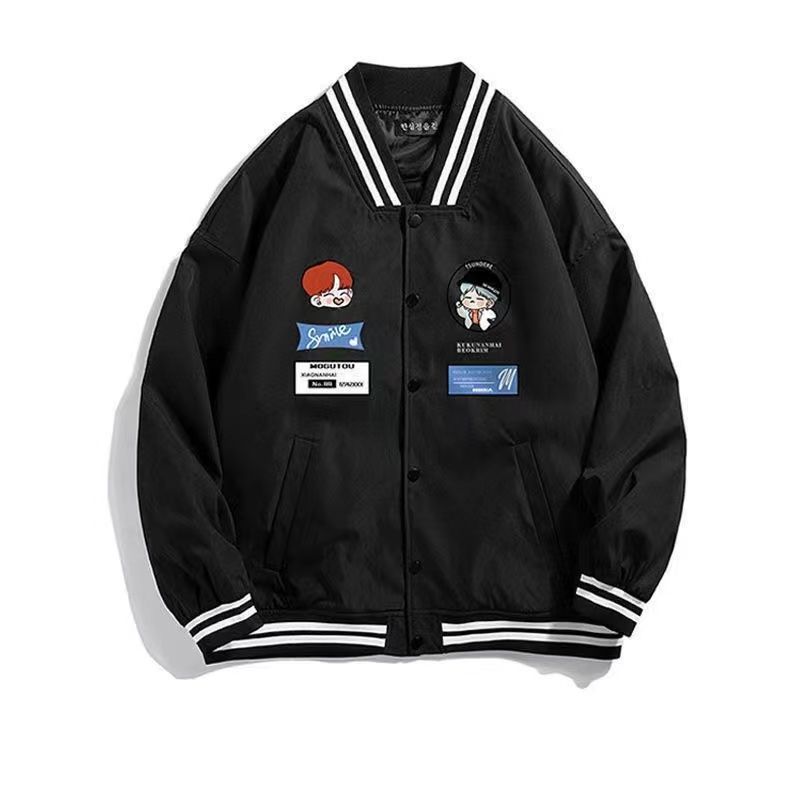 Men Bomber Jacket American Retro Letter Embroidery