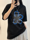 Y2k Black Letter Print T-Shirt Women Sweet & Spicy Style Summer Streetwear
