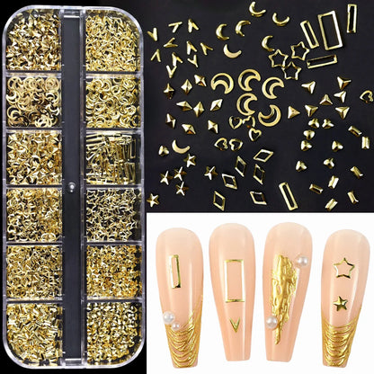 Gold Metallic Nail Art Decorations