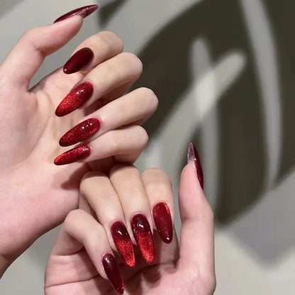 Shimmery Red Nails