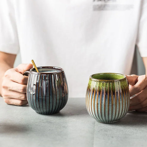 480ml Japanese style Kiln Glaze Coffee Mug Cup Office Household Breakfast Milk