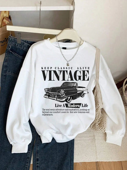 Keep Classic Alive And Car Printing Hoodies Women Autumn Casual Fashion