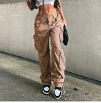 Cargo Pants Y2k Denim Women Fashion Pockets Wide