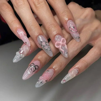 Summer Floral Short Fake Nail Tips