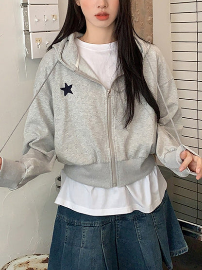 Women Hoodies Retro Print Star Cute Y2k Vintage