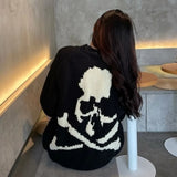 Goth Punk Black Skull Sweater Harajuku Gothic Pullover Vintage Knitted Jumper Chic Streetwear