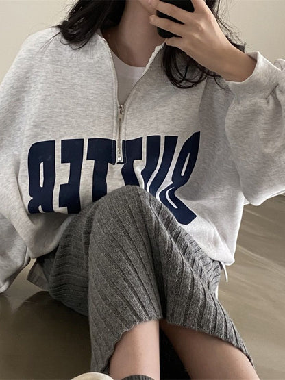 Hoodies Women Korean Oversized Sweatshirts Loose Casual O-neck