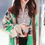Sweater Korean Style Women Plaid Loose Knitted Jumper Fashion Polo