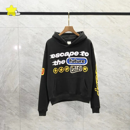 Casual Fashion Foam Print Hoodie Men High-Quality Cotton Hooded Pullover