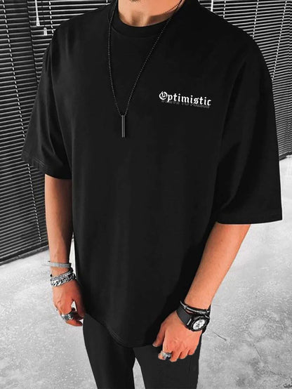 Optimistic Strive To Porsue Harajuku Flower Printing Tshirt Oversized