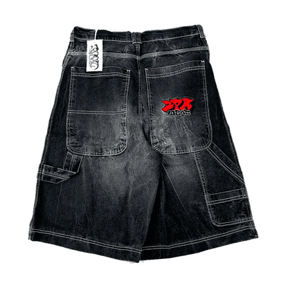 American Hip-Hop Retro Embroidery Denim Shorts Men Y2K Gothic