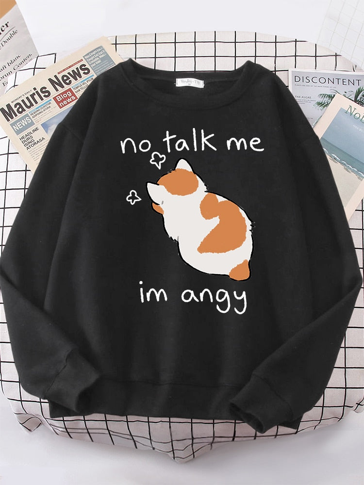 Frauen Sweatshirts Harajuku süße Angy Katze