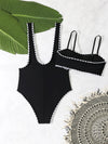 Womens Strappy Two Piece Bikini Black High Cut Leg Swimsuit
