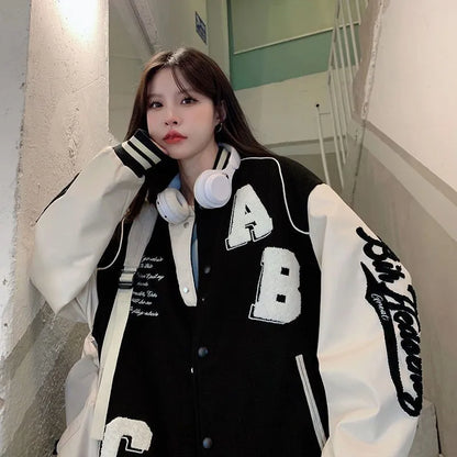 Y2K Harajuku Letter Embroidered Women's Bomber Jacket