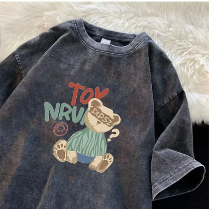 Men's Cartoon Print Summer T-Shirt Breathable Trendy Graphic