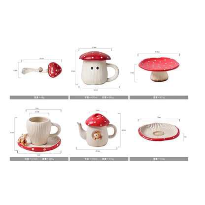 Netter Pilz Keramik Kaffee Cupcake Platte Wasserkocher Geschirr Home Cartoon Pilz