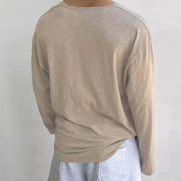 Mens Cotton Long Sleeve Tshirt Korean Harajuku Oversized Soft Top