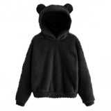 Autumn Winter Women Long Sleeve Rabbit Ear Hood Sweatshirt Cute Plush