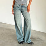 Women Y2K Aesthetic Low Rise Baggy Jeans Loose Fit Denim