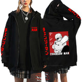 Anime Chainsaw Denji Hoodies Makima Zipper Streetwear Fleece
