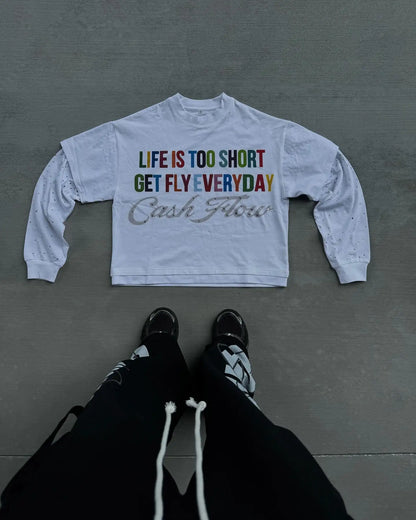 Gothic Retro Harajuku Letter Pattern Graphic Long Sleeve T-Shirt