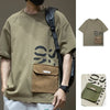 Mens Cargo Pocket Tshirt Letter Print Oversized Y2K Streetwear