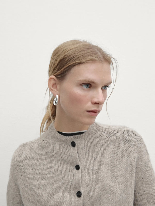 Womens Mock Neck Knit Cardigan Minimalist Spring Casual Sweater