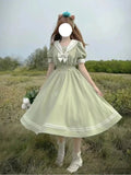 Japanese Soft Sister Lolita Dress Women Sweet Puff Sleeve