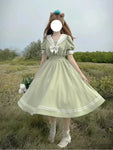 Japanese Soft Sister Lolita Dress Women Sweet Puff Sleeve