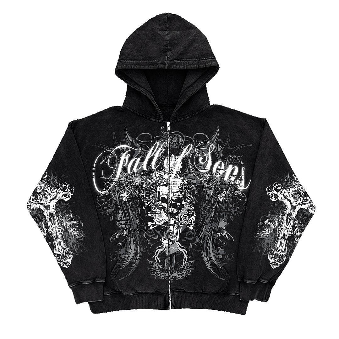 Fashion Letter Print Hoodie Women New Trend Gothic Skull